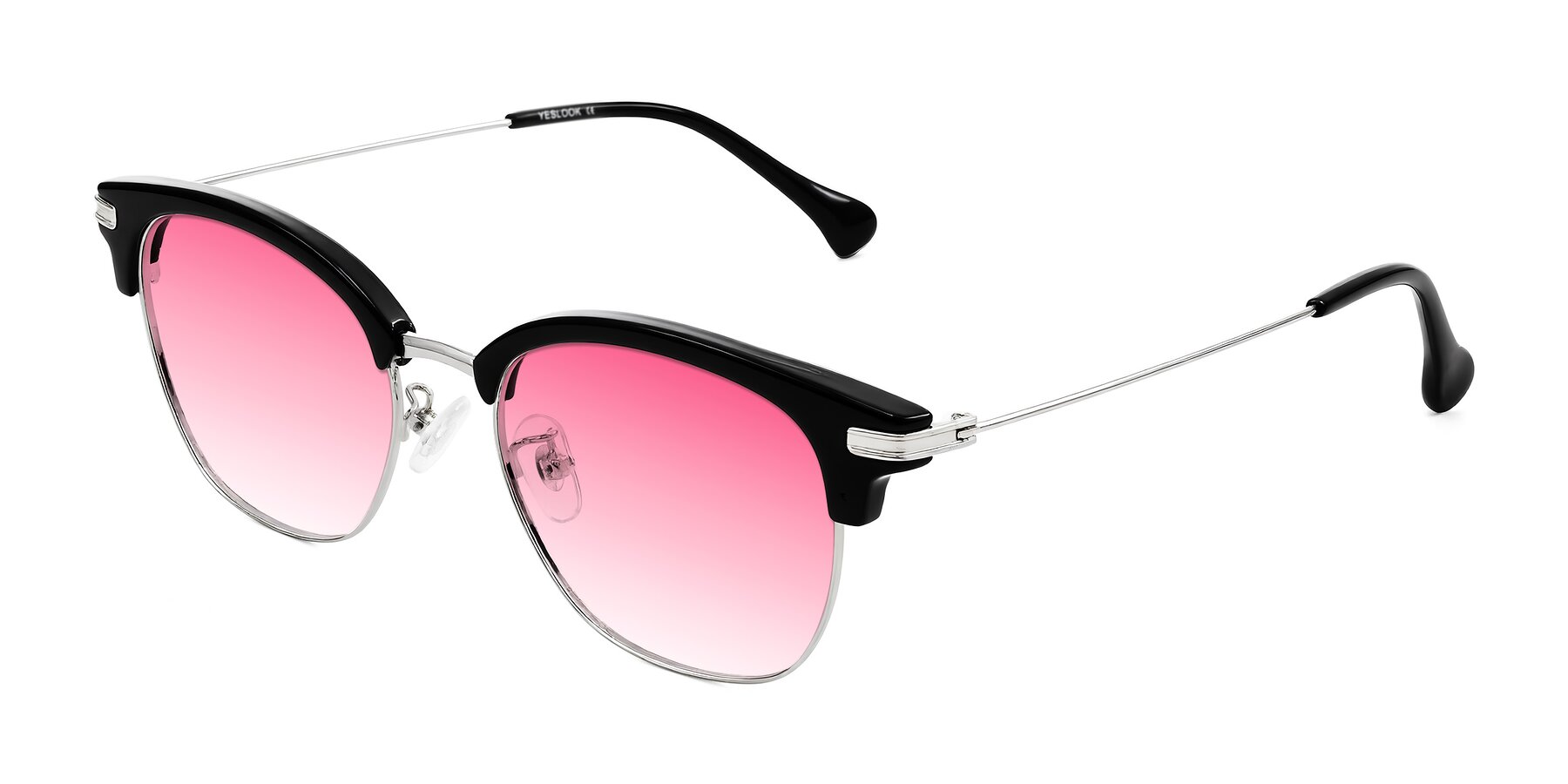 Angle of Obrien in Black/Sliver with Pink Gradient Lenses