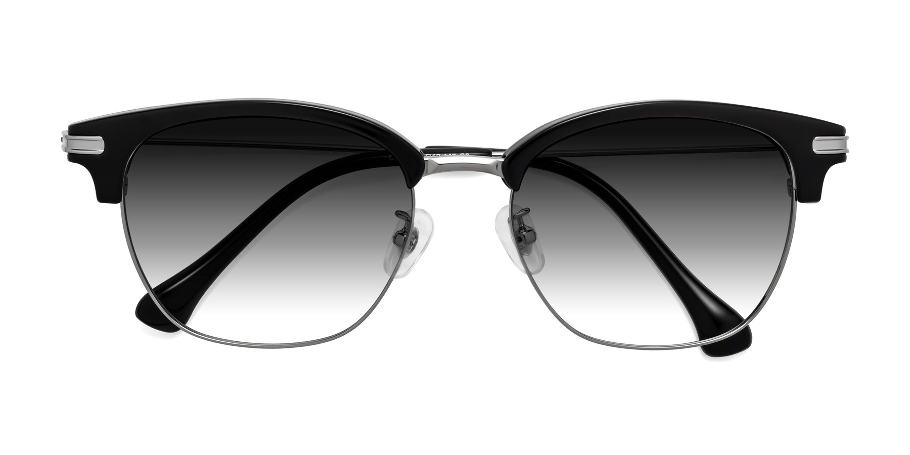 Folded Front of Obrien in Black-Sliver with Gray Gradient Lenses