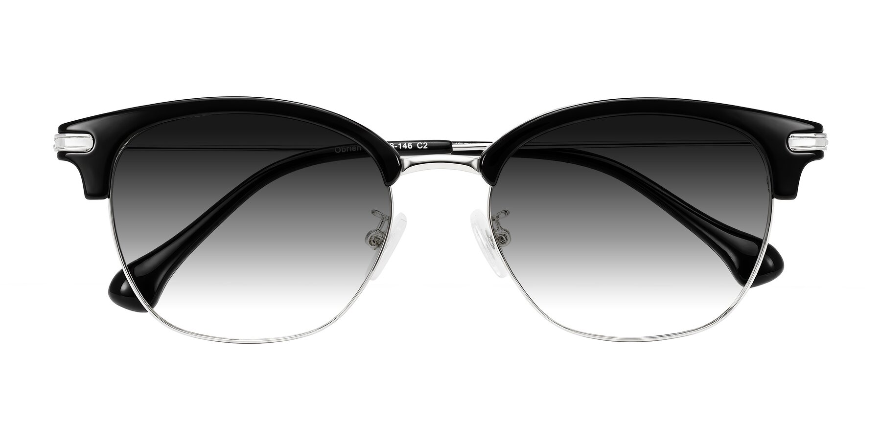 Folded Front of Obrien in Black/Sliver with Gray Gradient Lenses