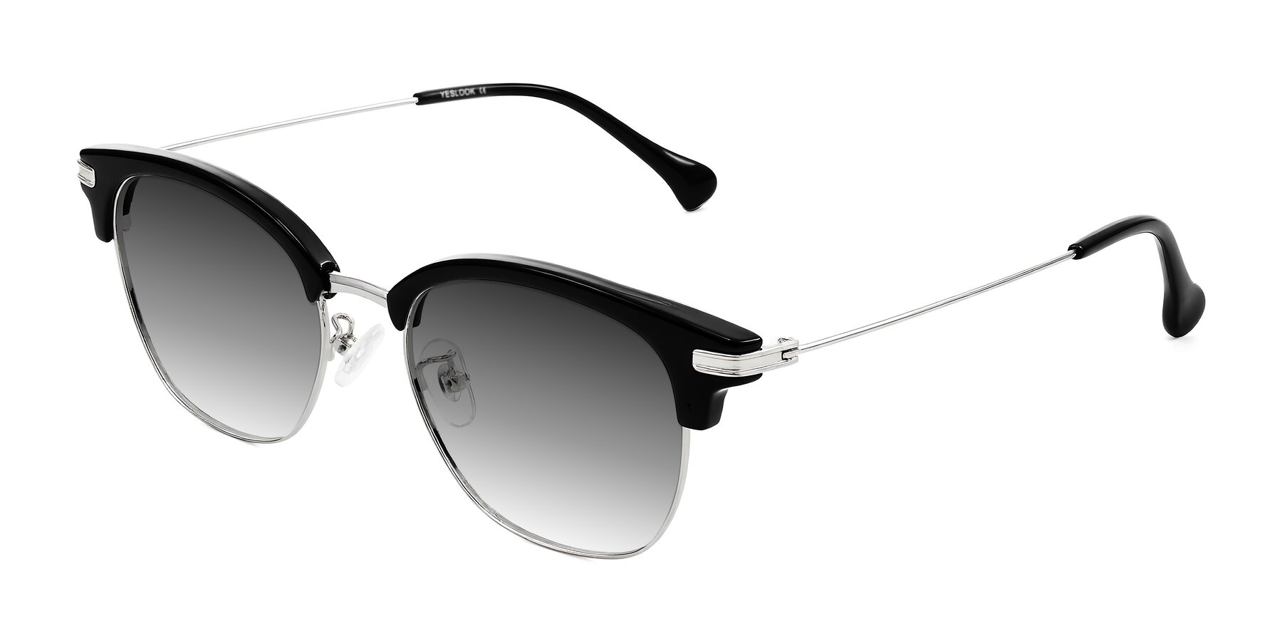 Angle of Obrien in Black/Sliver with Gray Gradient Lenses