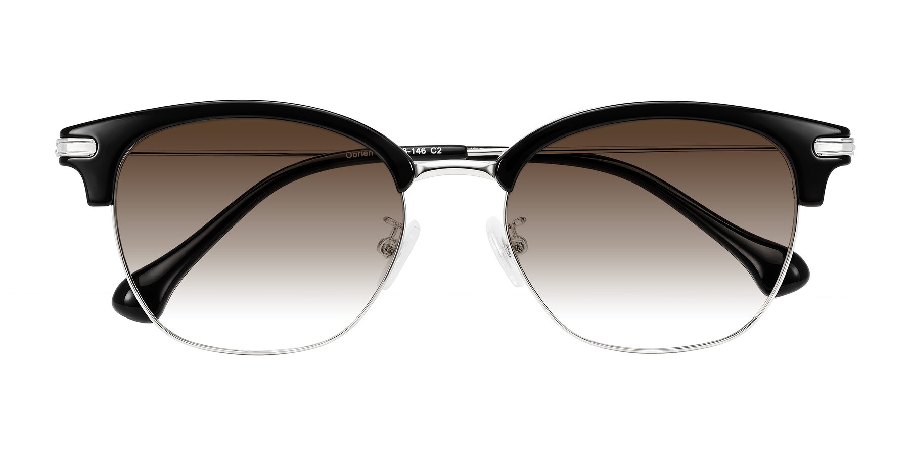 Folded Front of Obrien in Black/Sliver with Brown Gradient Lenses