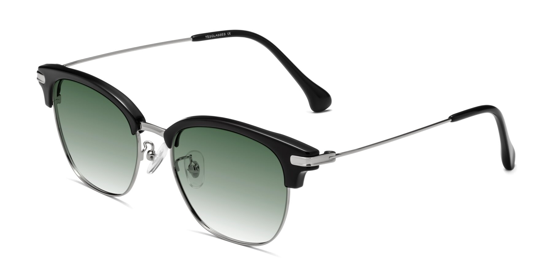 Angle of Obrien in Black-Sliver with Green Gradient Lenses