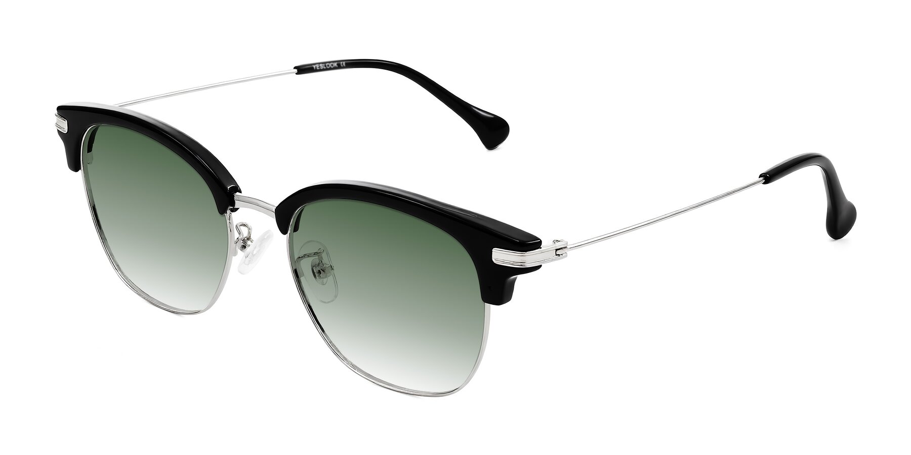 Angle of Obrien in Black/Sliver with Green Gradient Lenses