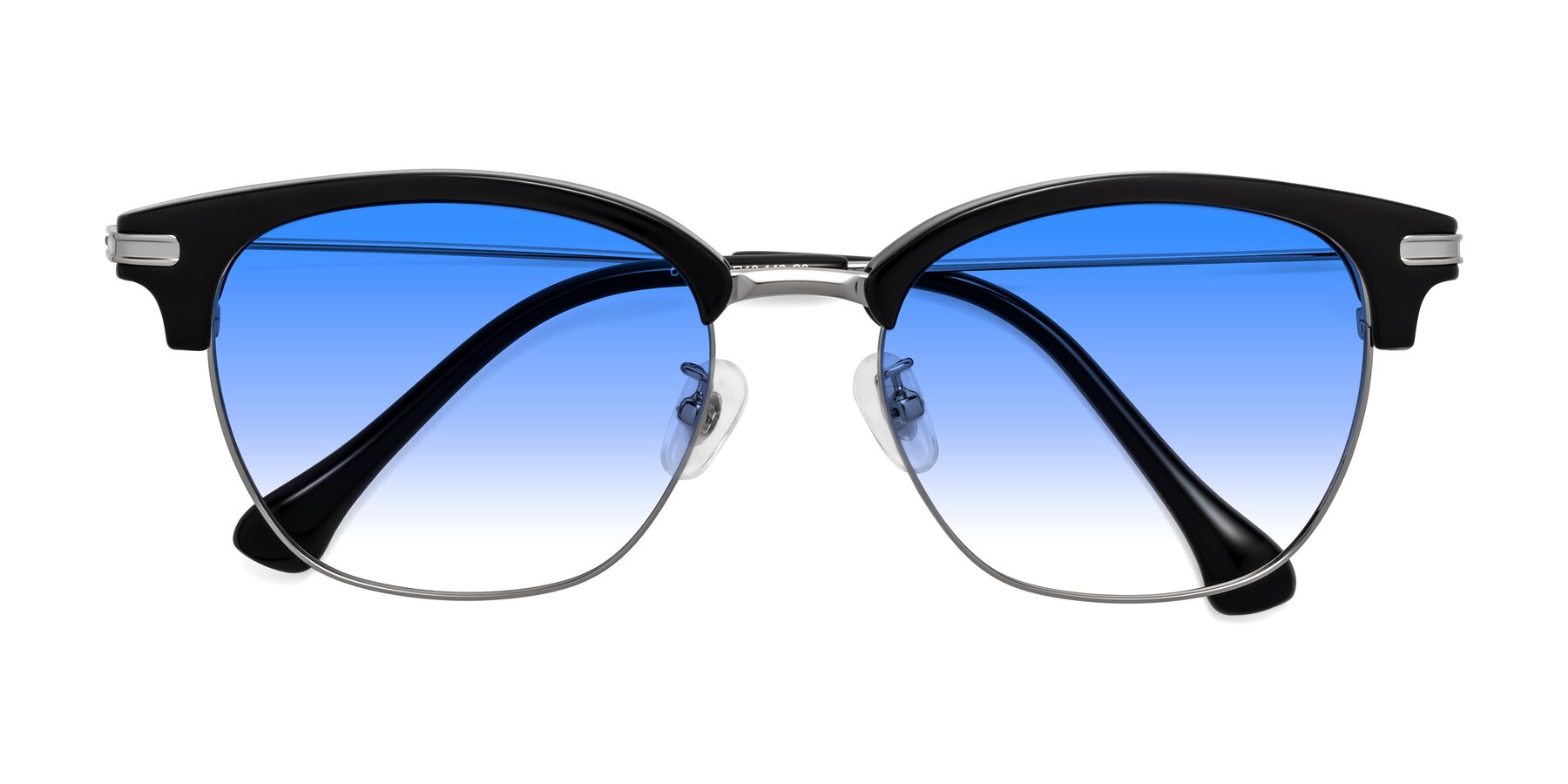 Folded Front of Obrien in Black-Sliver with Blue Gradient Lenses