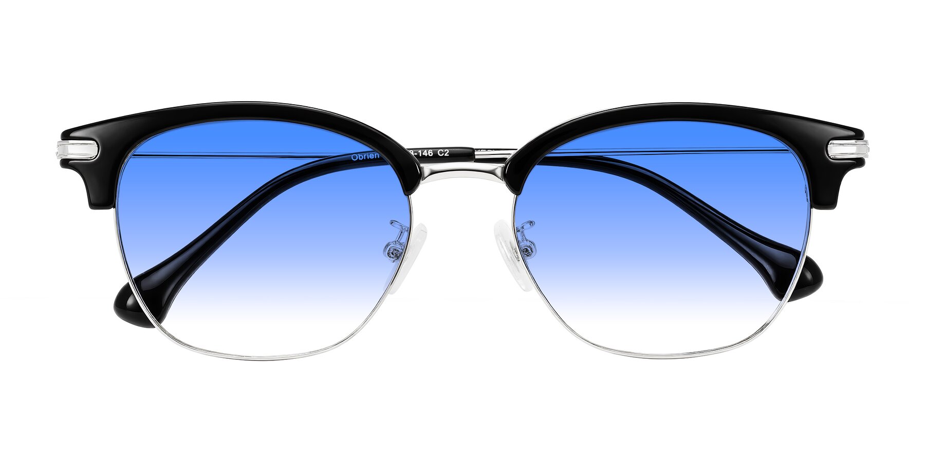 Folded Front of Obrien in Black/Sliver with Blue Gradient Lenses