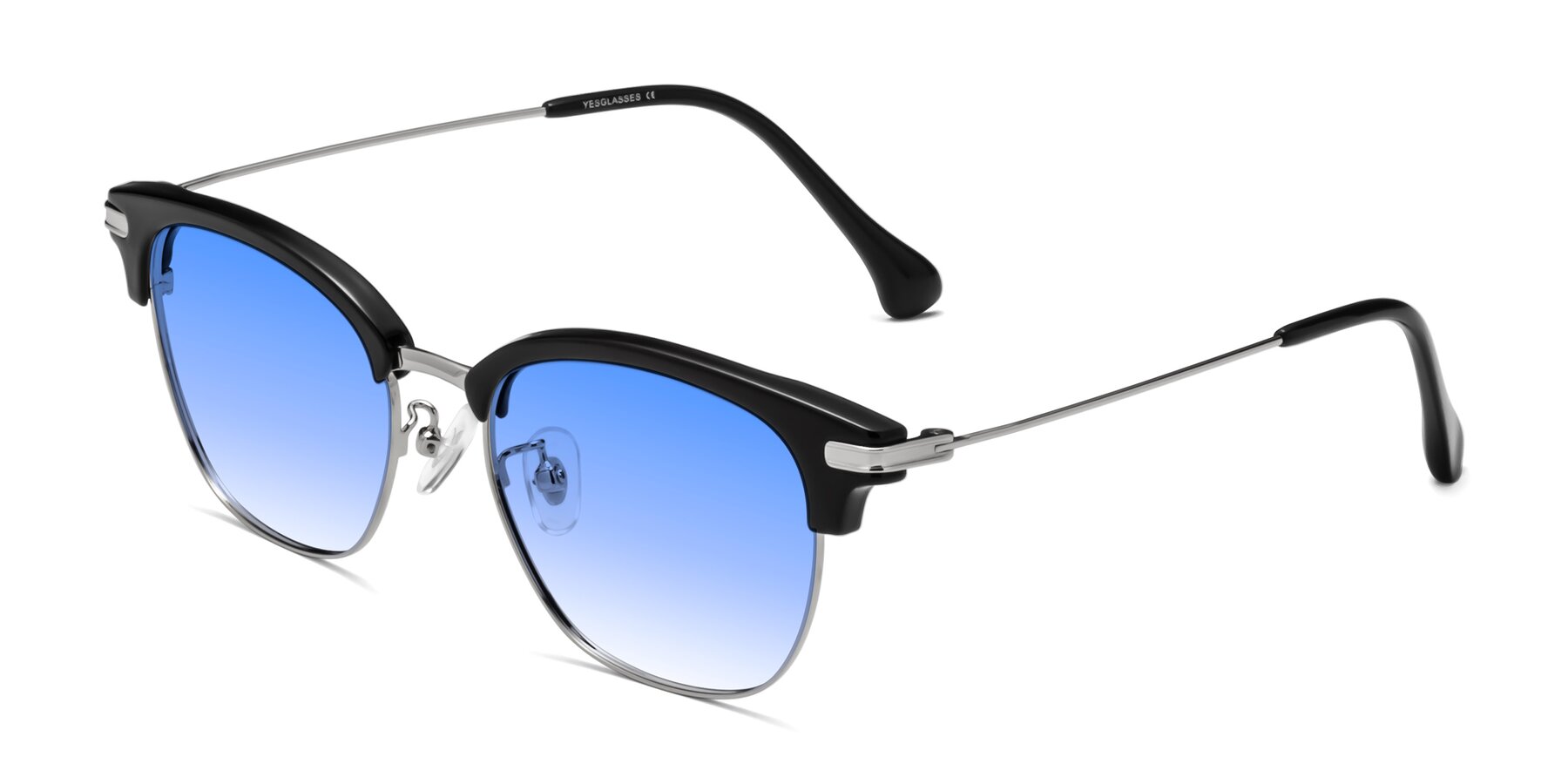 Angle of Obrien in Black-Sliver with Blue Gradient Lenses