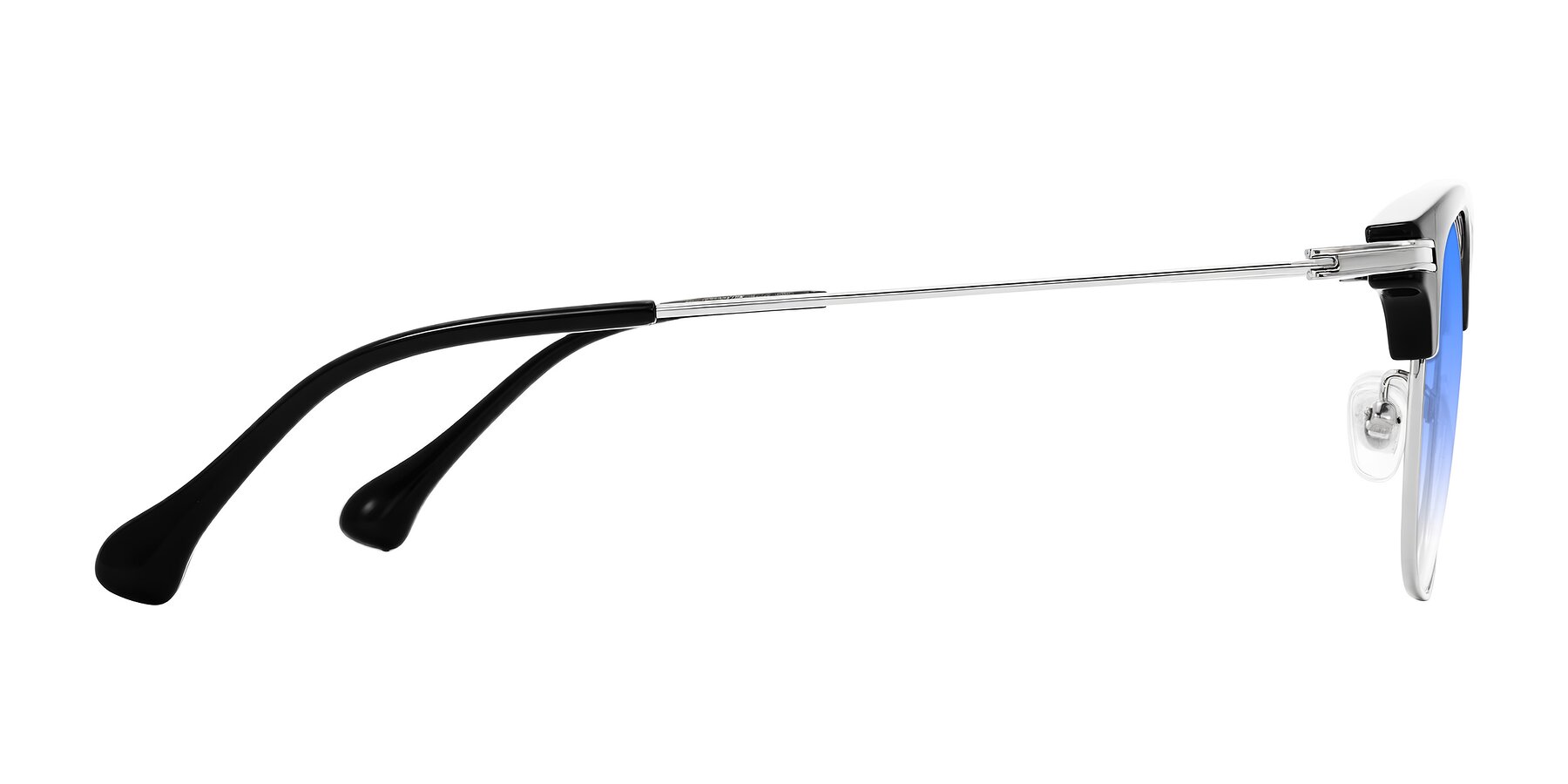 Side of Obrien in Black/Sliver with Blue Gradient Lenses