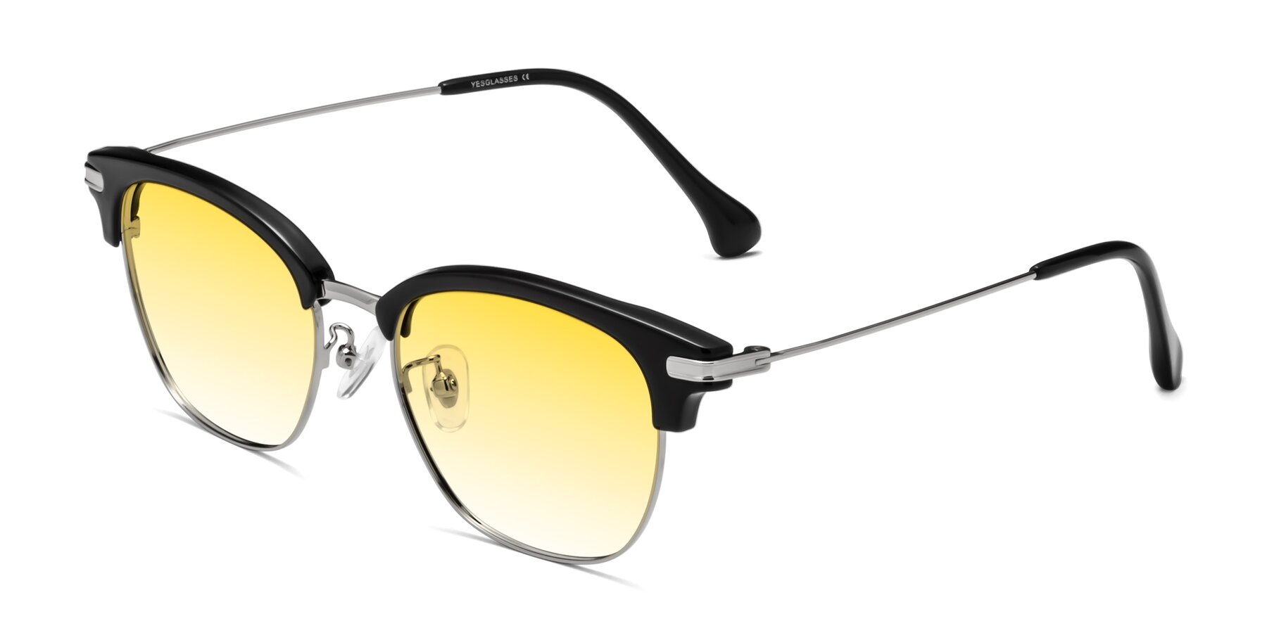 Angle of Obrien in Black-Sliver with Yellow Gradient Lenses