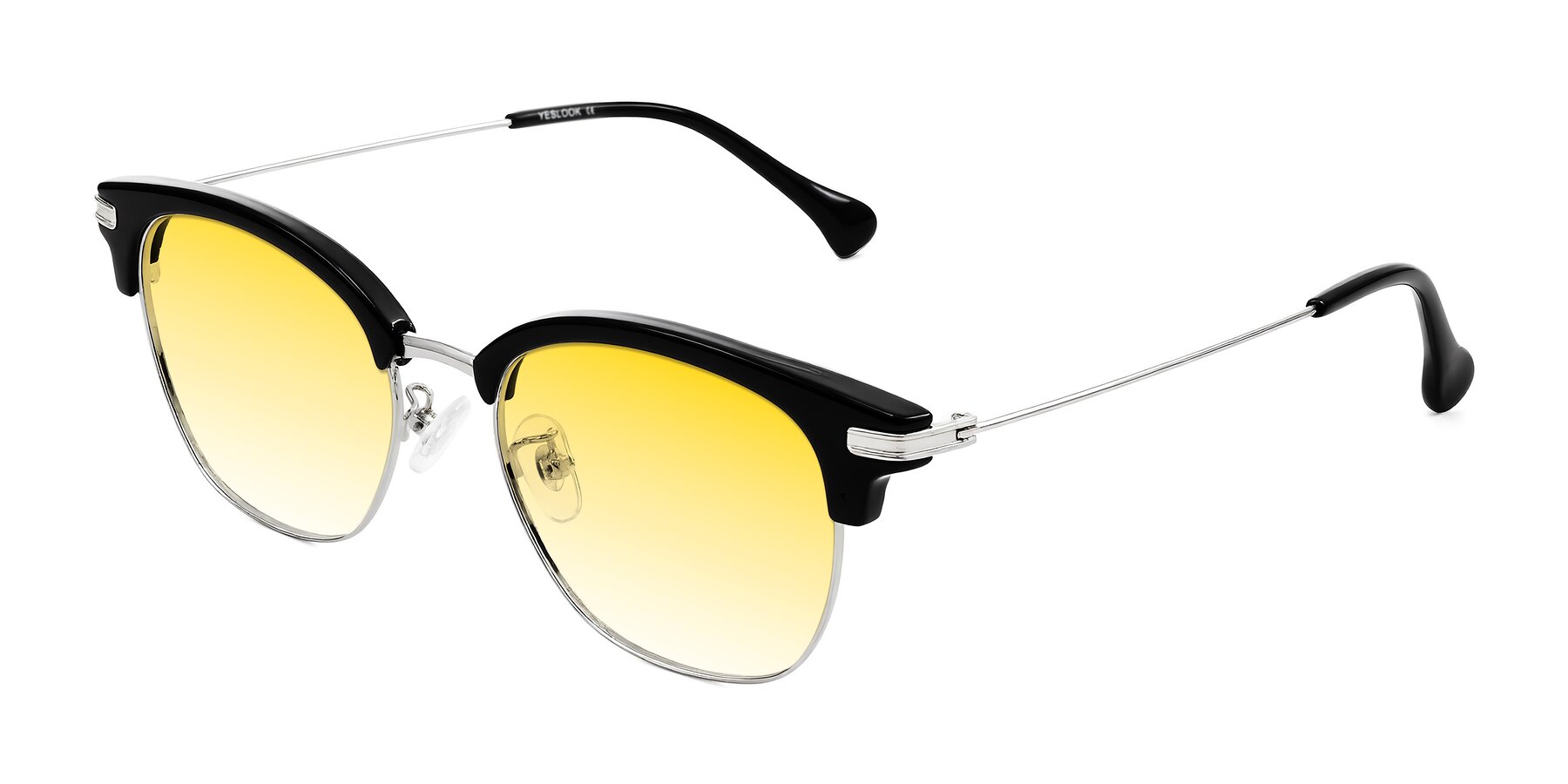 Angle of Obrien in Black/Sliver with Yellow Gradient Lenses