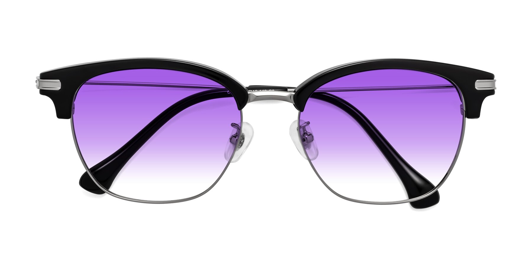 Folded Front of Obrien in Black-Sliver with Purple Gradient Lenses