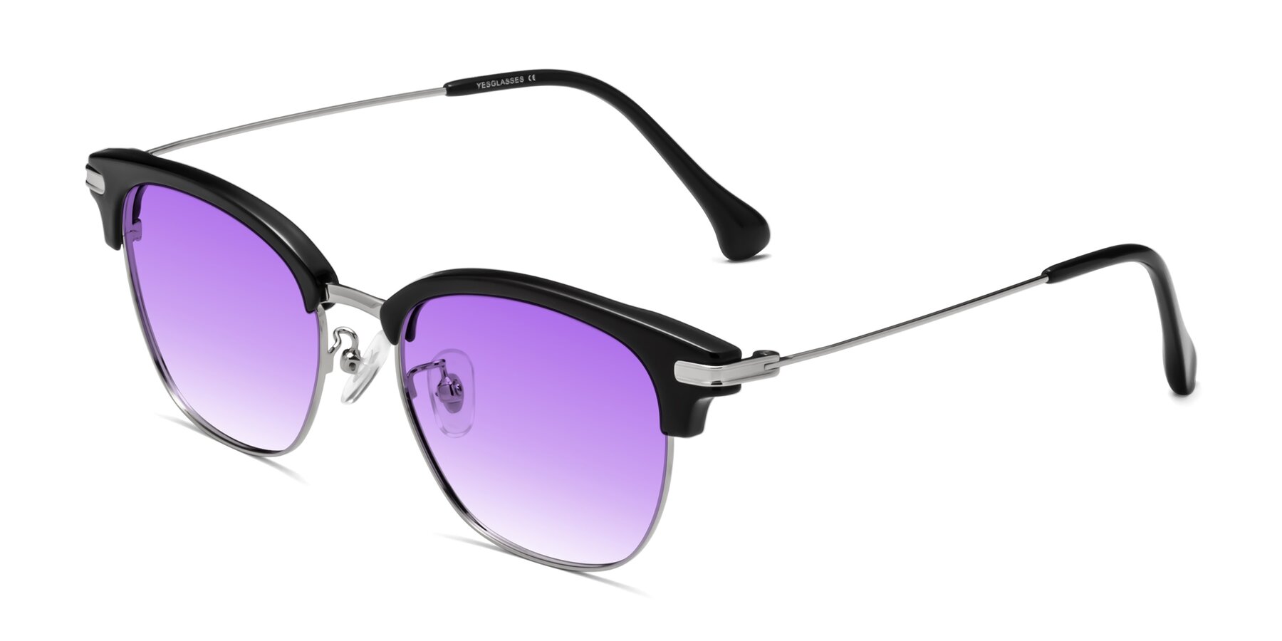 Angle of Obrien in Black-Sliver with Purple Gradient Lenses