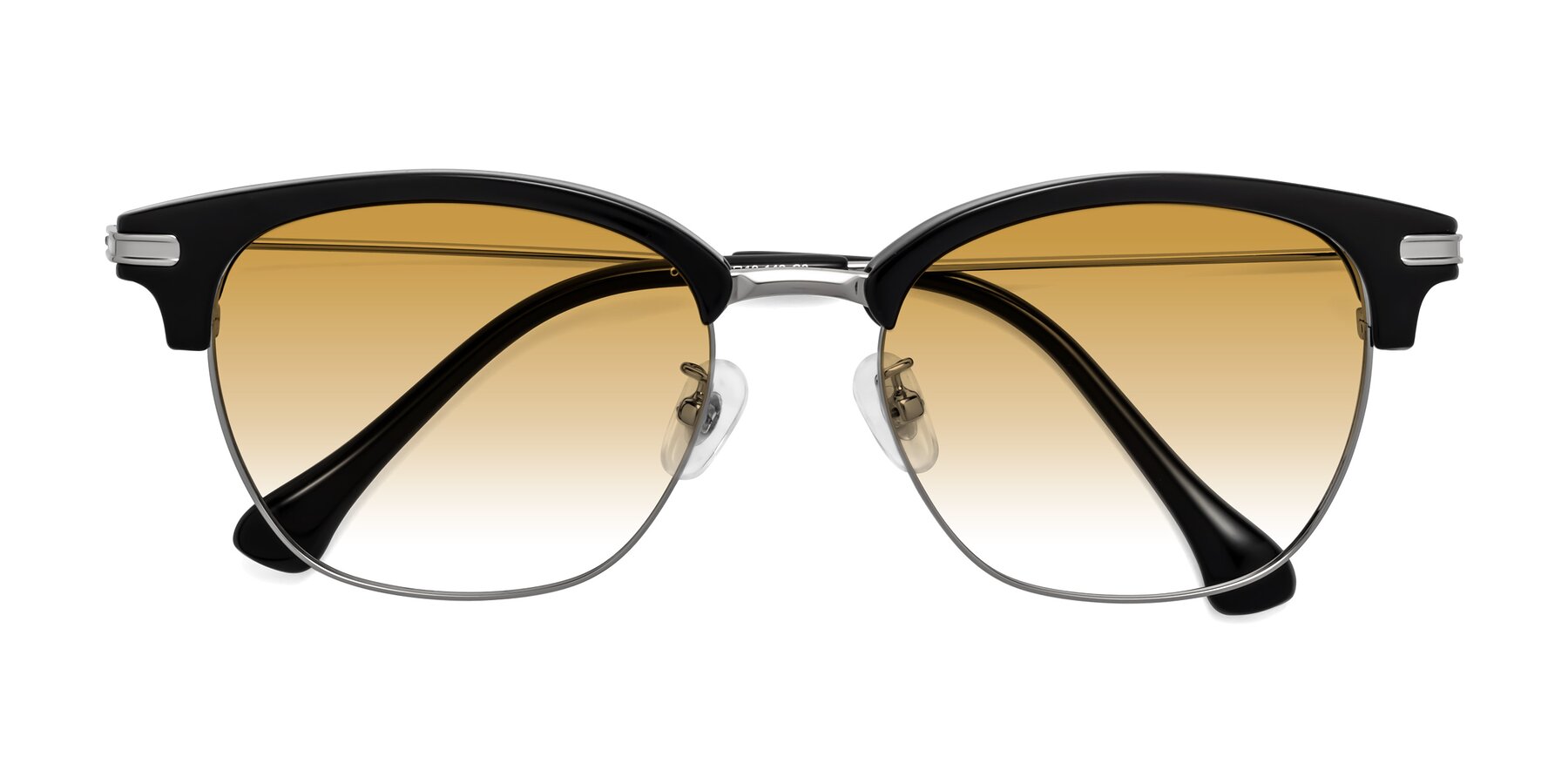 Folded Front of Obrien in Black-Sliver with Champagne Gradient Lenses