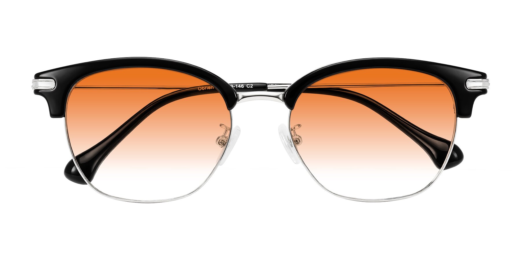 Folded Front of Obrien in Black/Sliver with Orange Gradient Lenses