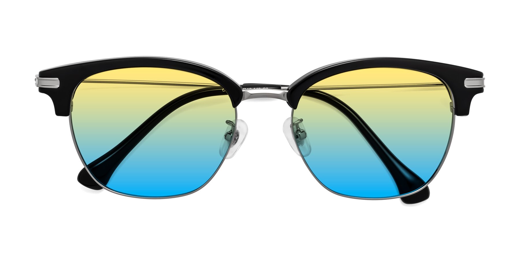Folded Front of Obrien in Black-Sliver with Yellow / Blue Gradient Lenses