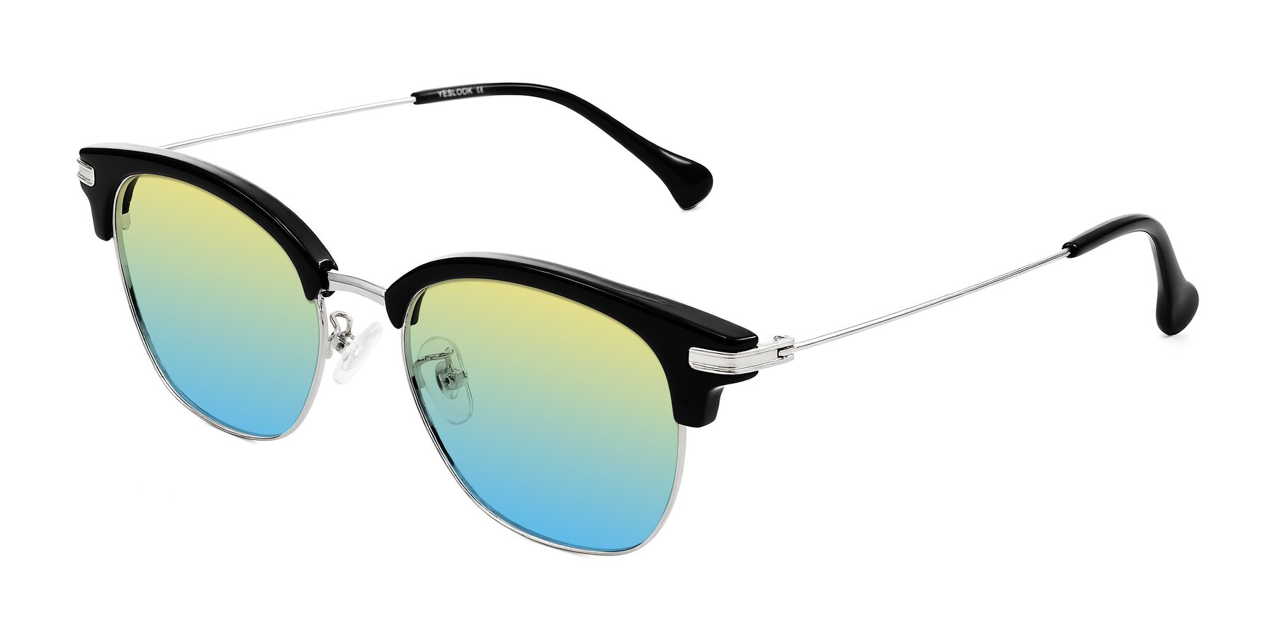 Angle of Obrien in Black/Sliver with Yellow / Blue Gradient Lenses