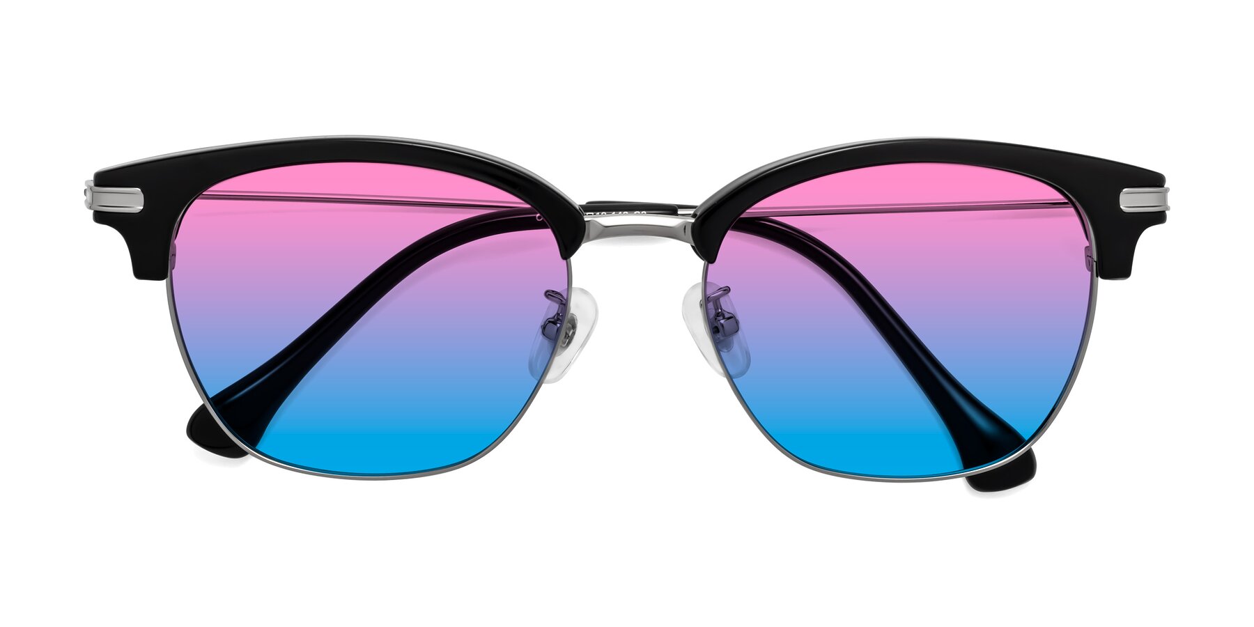 Folded Front of Obrien in Black-Sliver with Pink / Blue Gradient Lenses