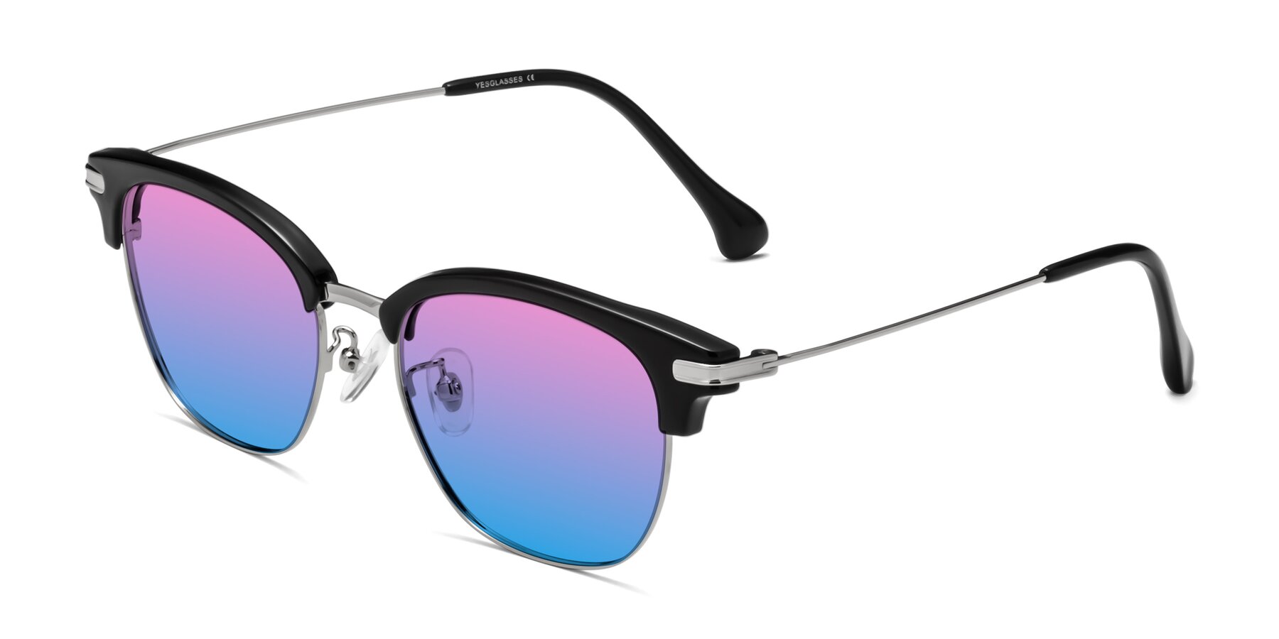 Angle of Obrien in Black-Sliver with Pink / Blue Gradient Lenses