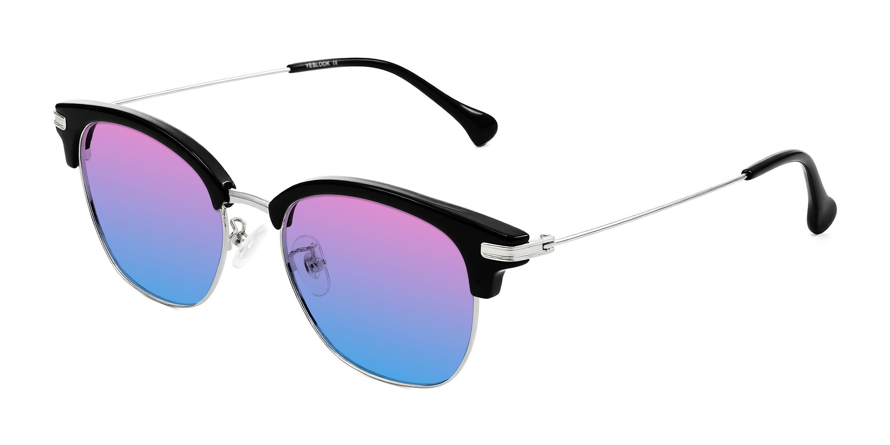 Angle of Obrien in Black/Sliver with Pink / Blue Gradient Lenses