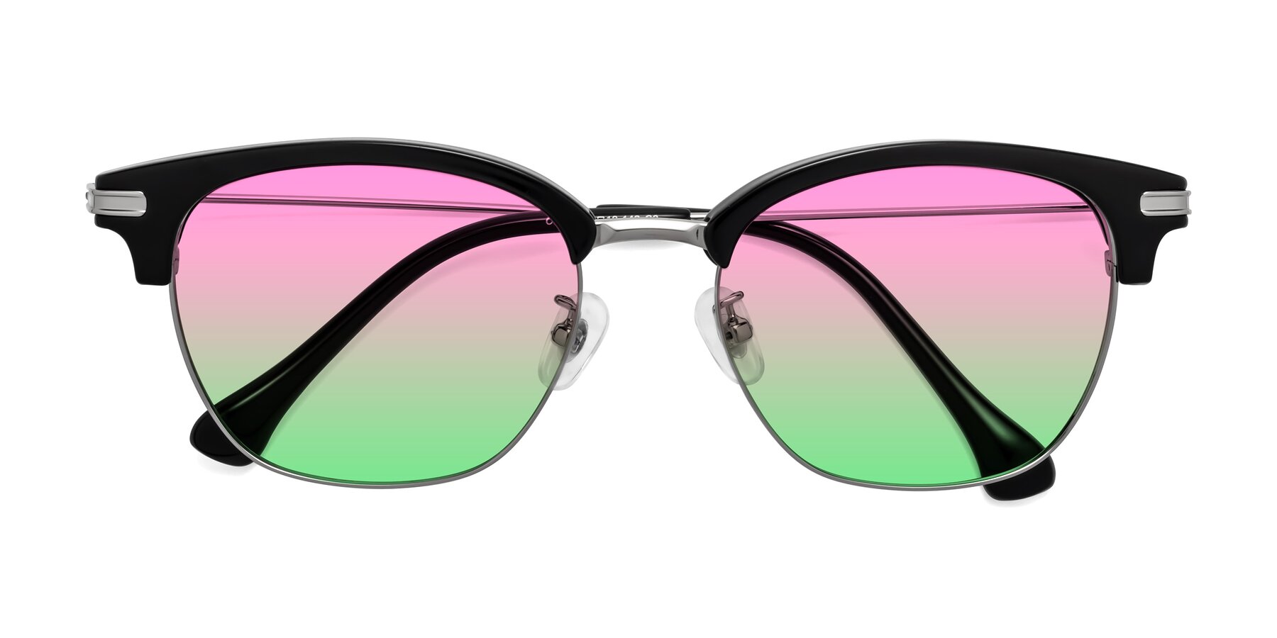 Folded Front of Obrien in Black-Sliver with Pink / Green Gradient Lenses