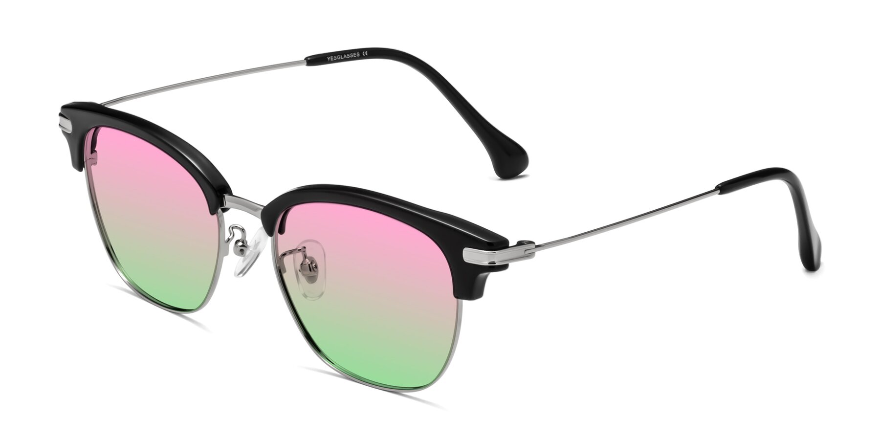 Angle of Obrien in Black-Sliver with Pink / Green Gradient Lenses