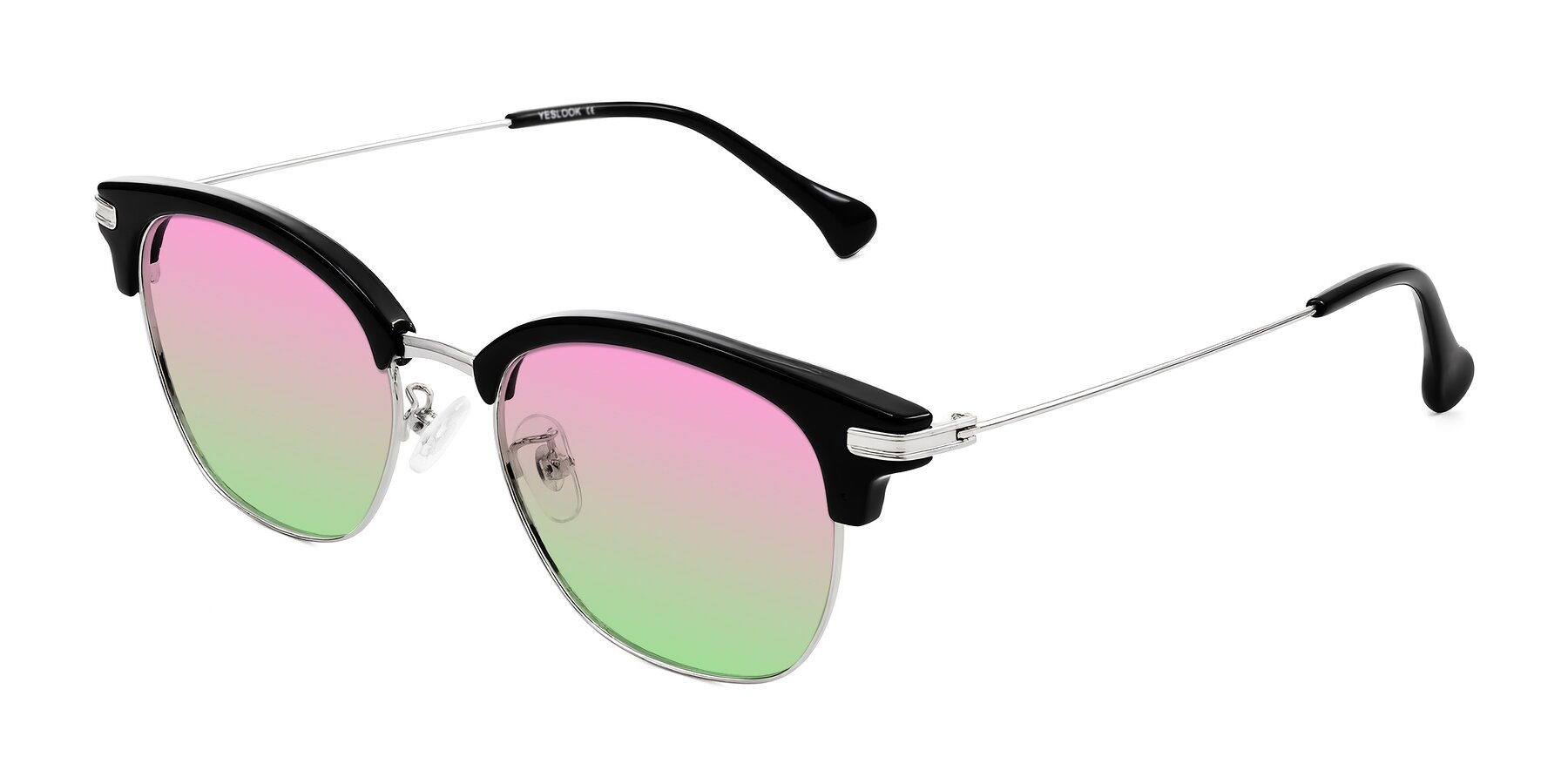Angle of Obrien in Black/Sliver with Pink / Green Gradient Lenses