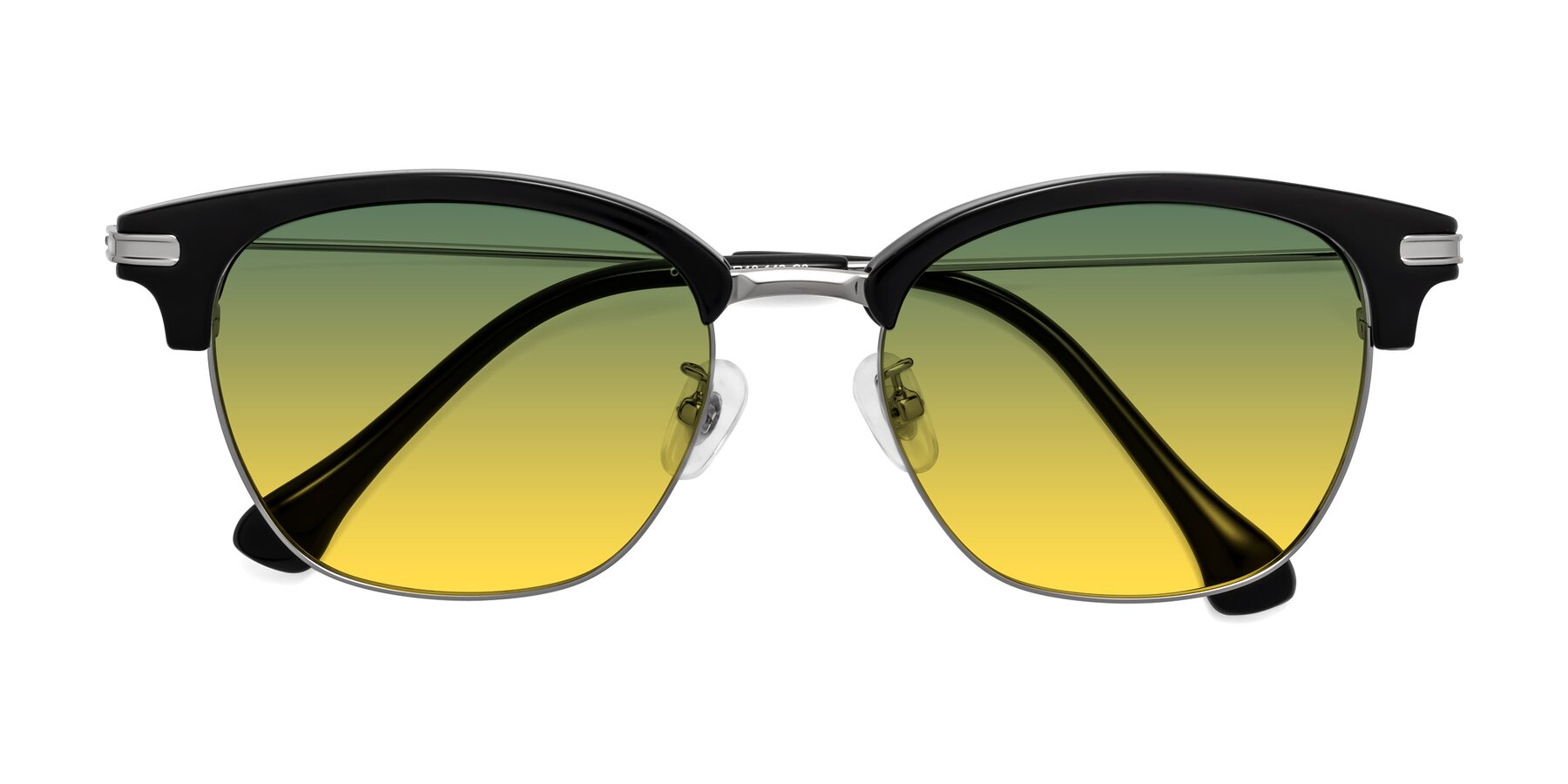 Folded Front of Obrien in Black-Sliver with Green / Yellow Gradient Lenses