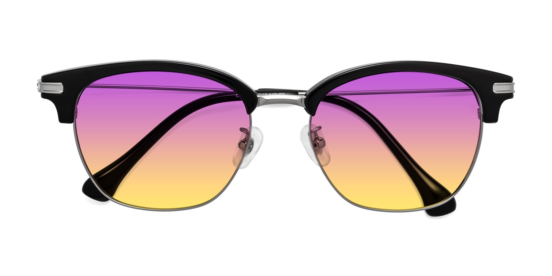 Folded Front of Obrien in Black-Sliver with Purple / Yellow Gradient Lenses