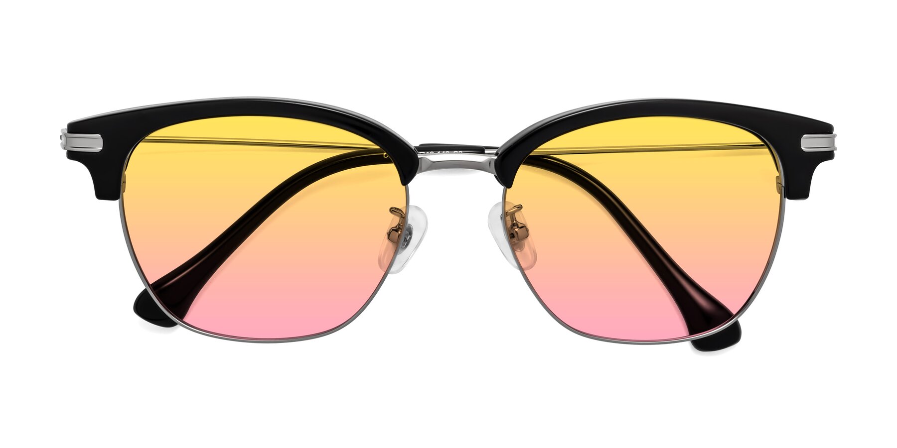 Folded Front of Obrien in Black-Sliver with Yellow / Pink Gradient Lenses