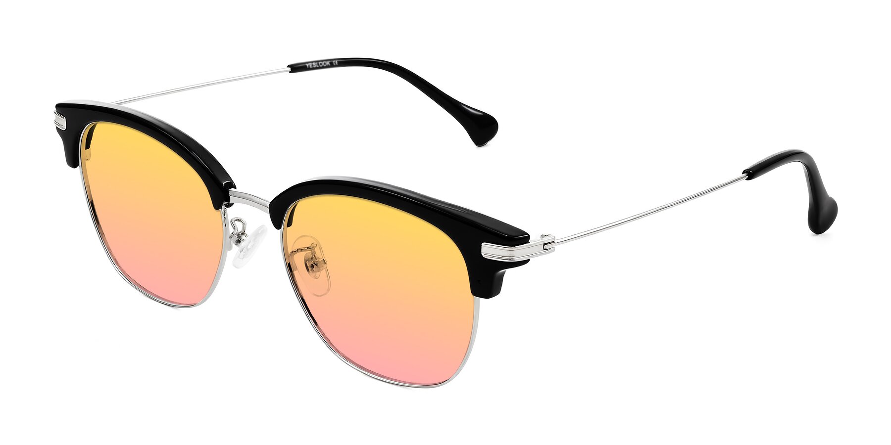 Angle of Obrien in Black/Sliver with Yellow / Pink Gradient Lenses