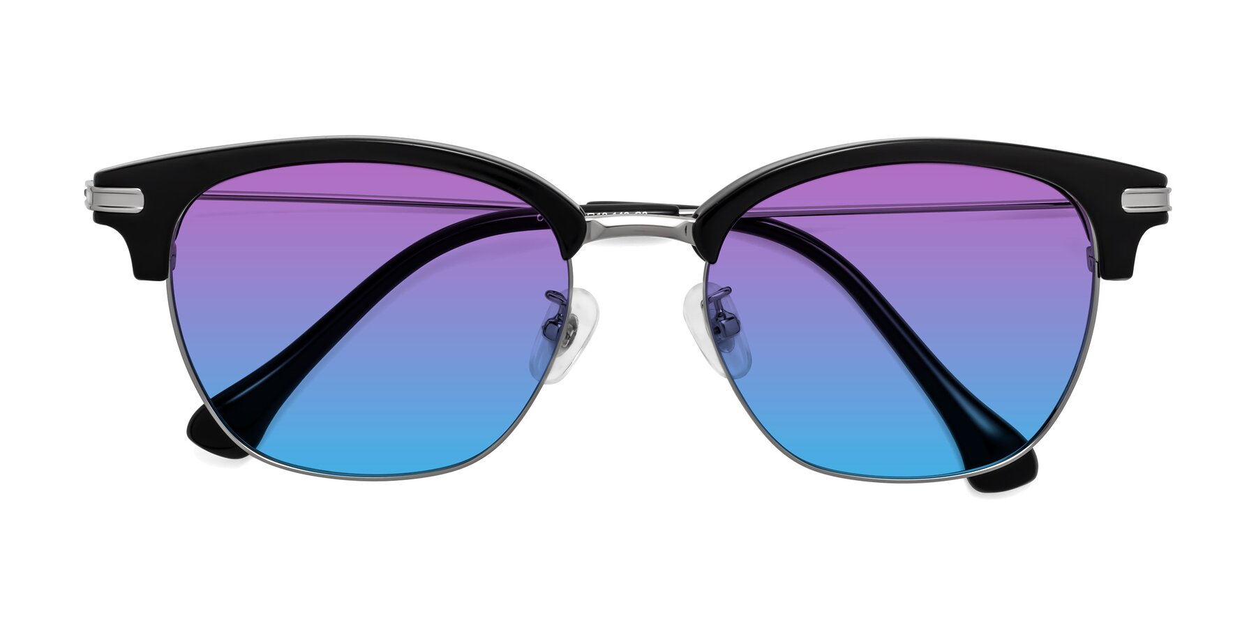 Folded Front of Obrien in Black-Sliver with Purple / Blue Gradient Lenses