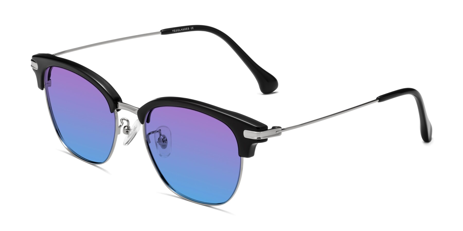 Angle of Obrien in Black-Sliver with Purple / Blue Gradient Lenses