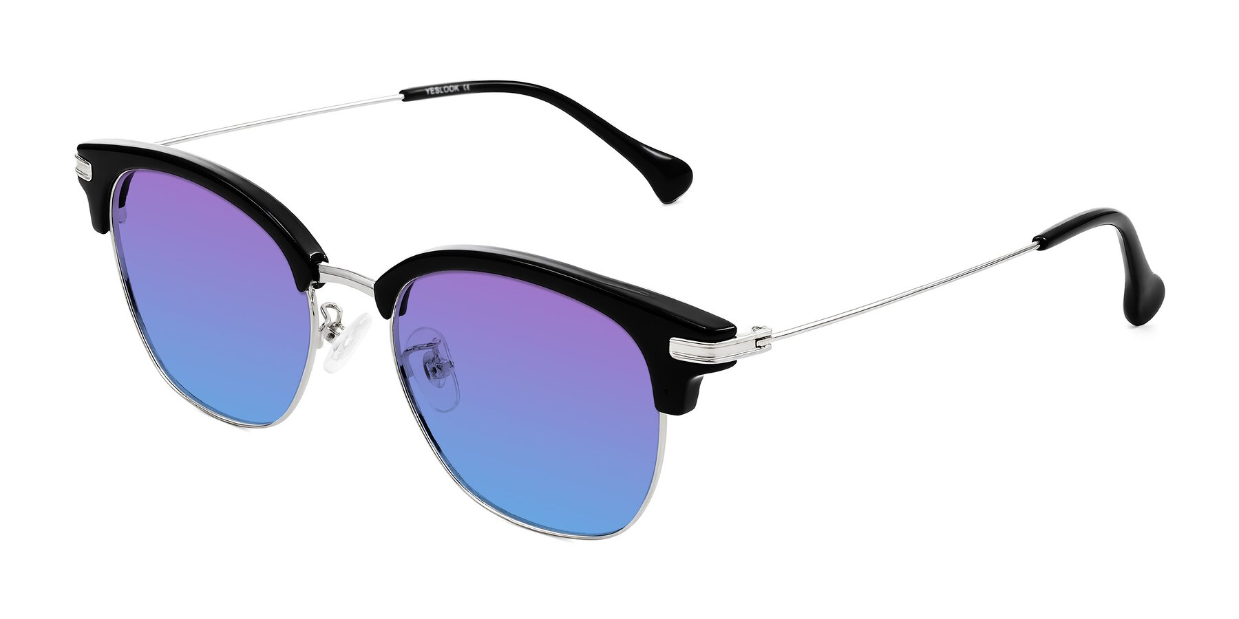 Angle of Obrien in Black/Sliver with Purple / Blue Gradient Lenses