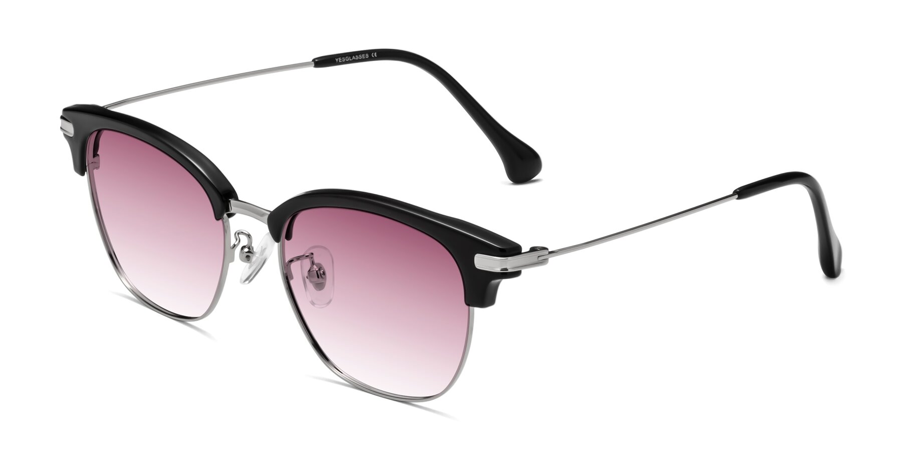 Angle of Obrien in Black-Sliver with Wine Gradient Lenses