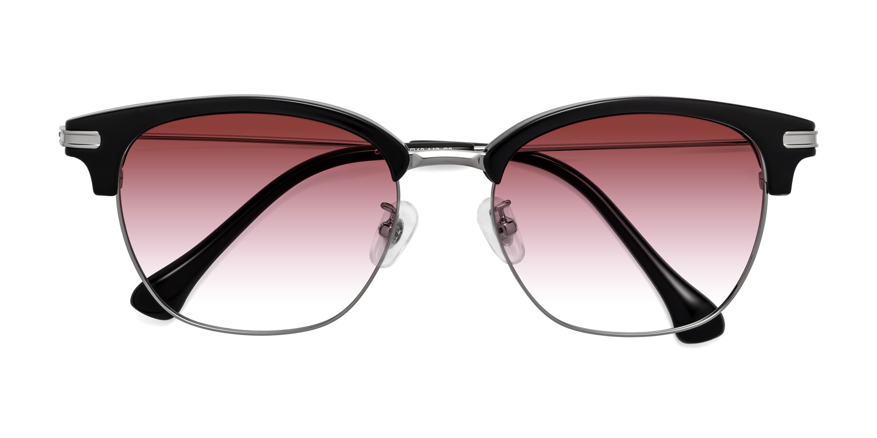 Folded Front of Obrien in Black-Sliver with Garnet Gradient Lenses