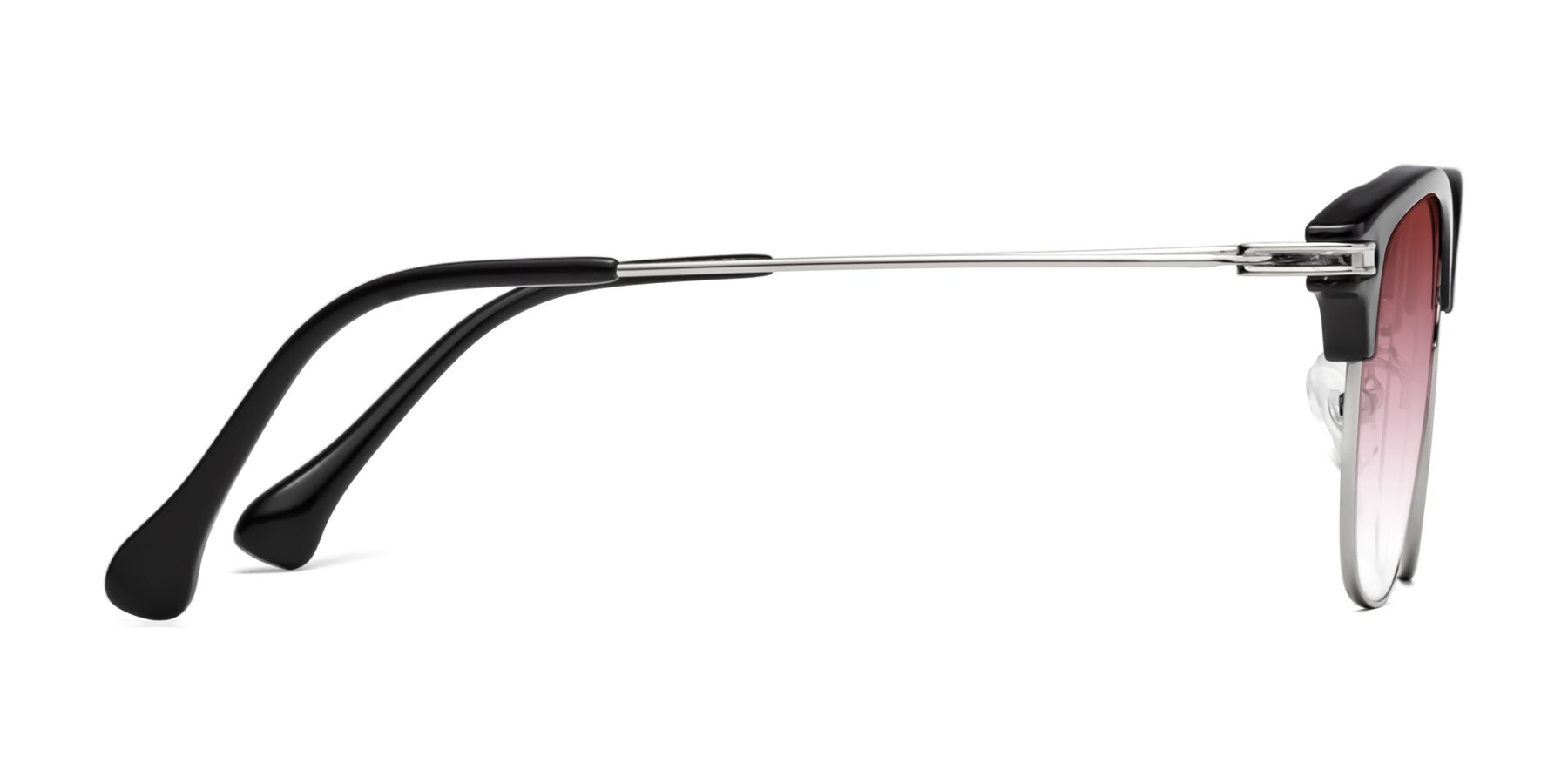 Side of Obrien in Black-Sliver with Garnet Gradient Lenses