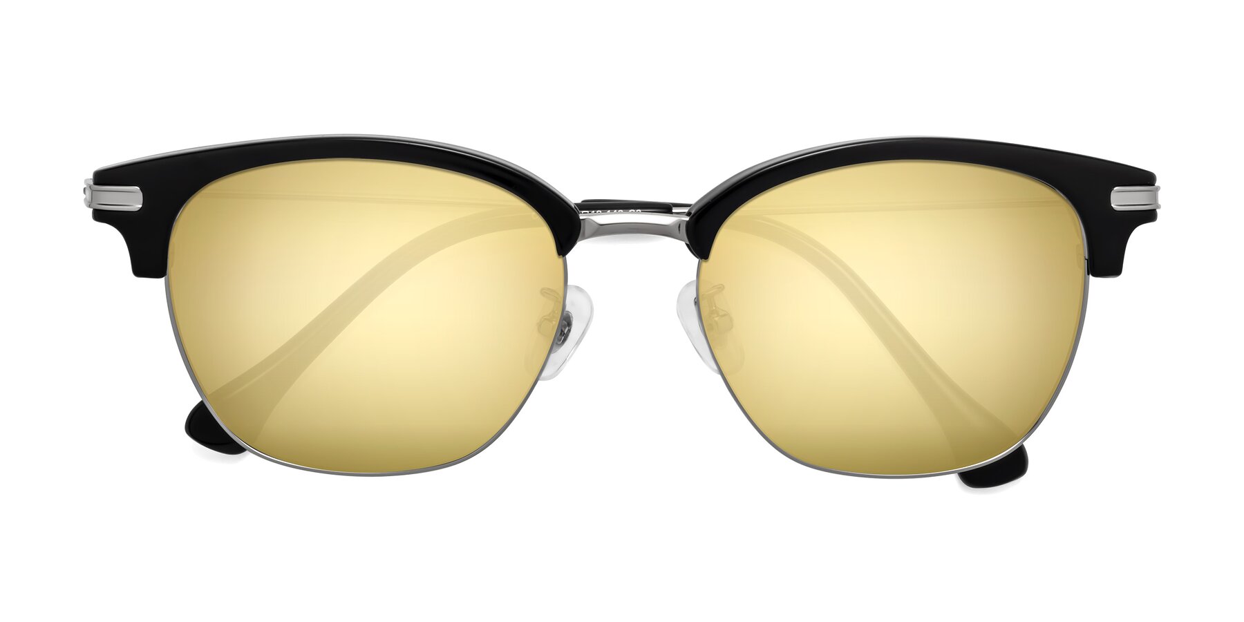 Folded Front of Obrien in Black-Sliver with Gold Mirrored Lenses