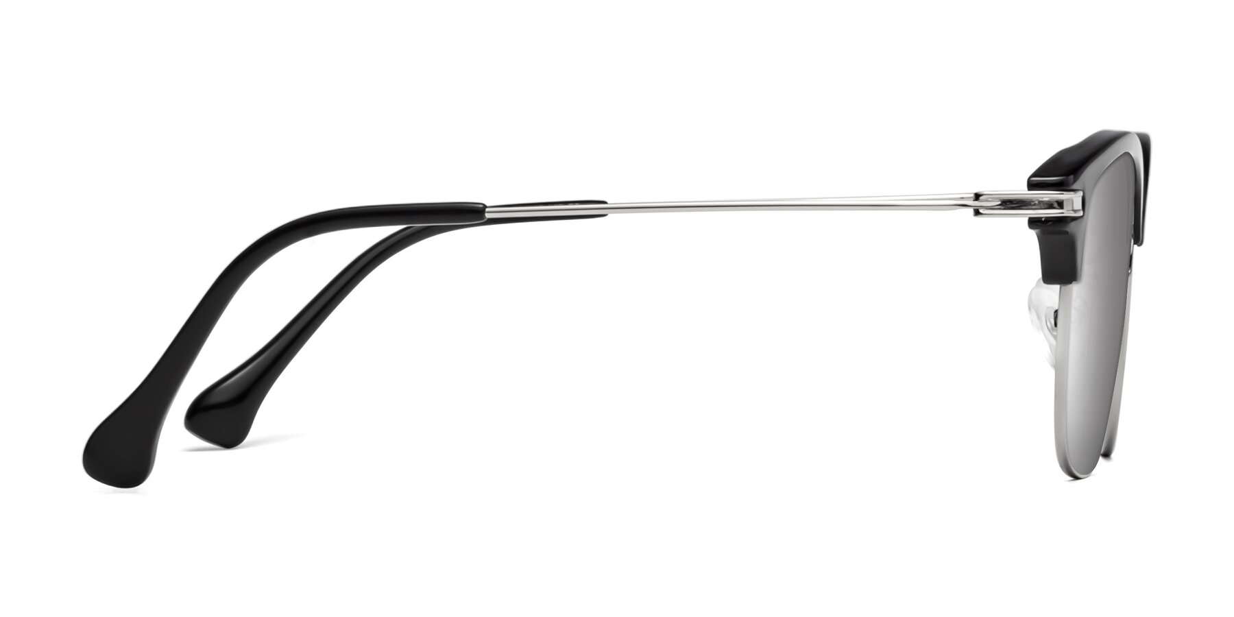 Side of Obrien in Black-Sliver with Silver Mirrored Lenses