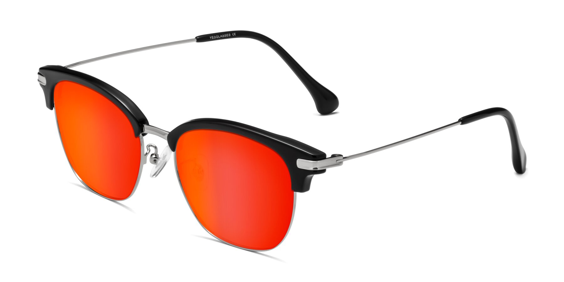 Angle of Obrien in Black-Sliver with Red Gold Mirrored Lenses