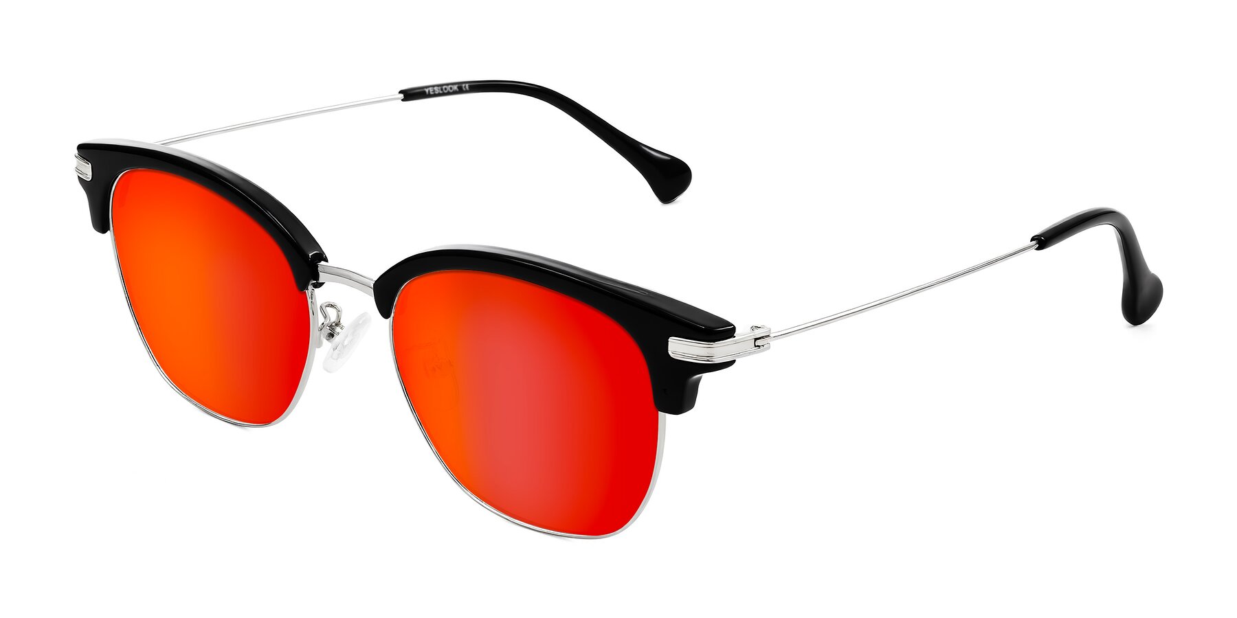 Angle of Obrien in Black/Sliver with Red Gold Mirrored Lenses