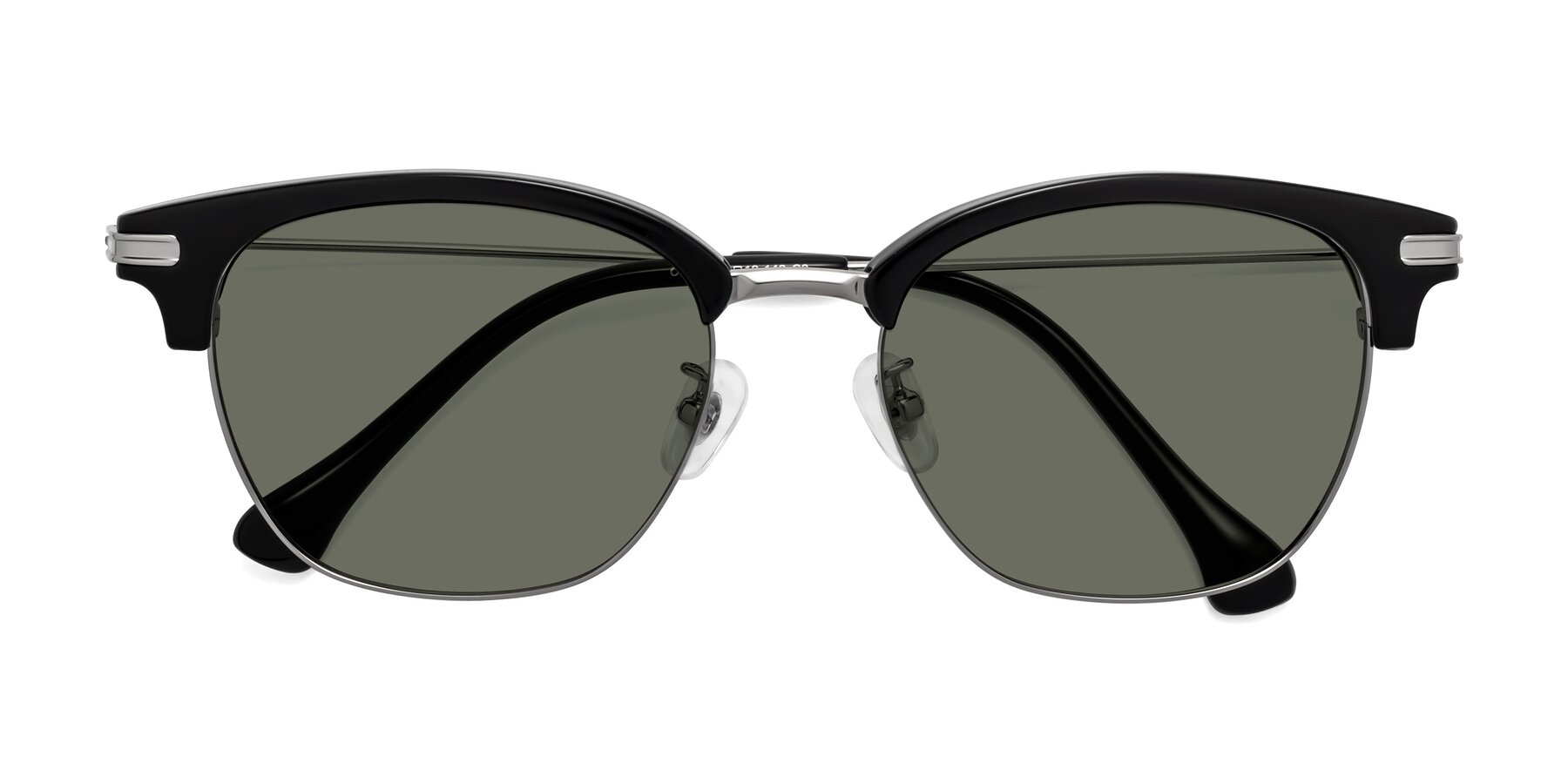 Folded Front of Obrien in Black-Sliver with Gray Polarized Lenses