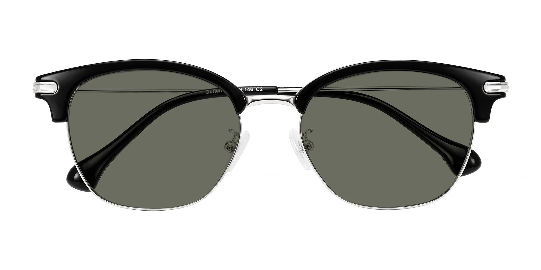 Folded Front of Obrien in Black/Sliver with Gray Polarized Lenses