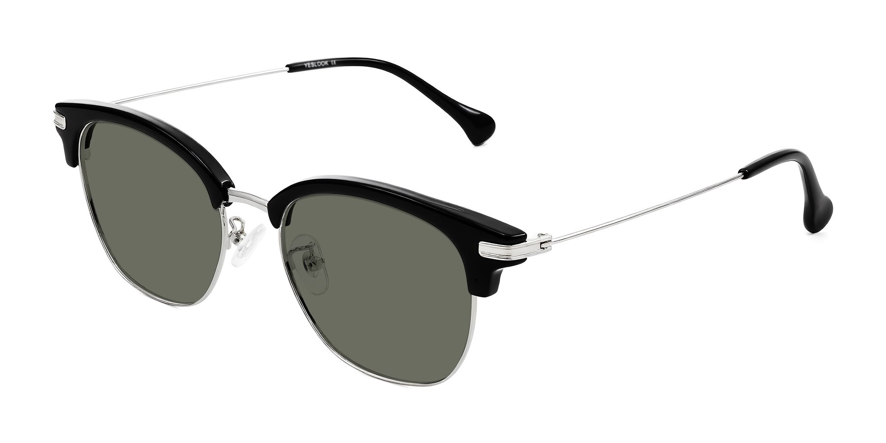 Angle of Obrien in Black/Sliver with Gray Polarized Lenses