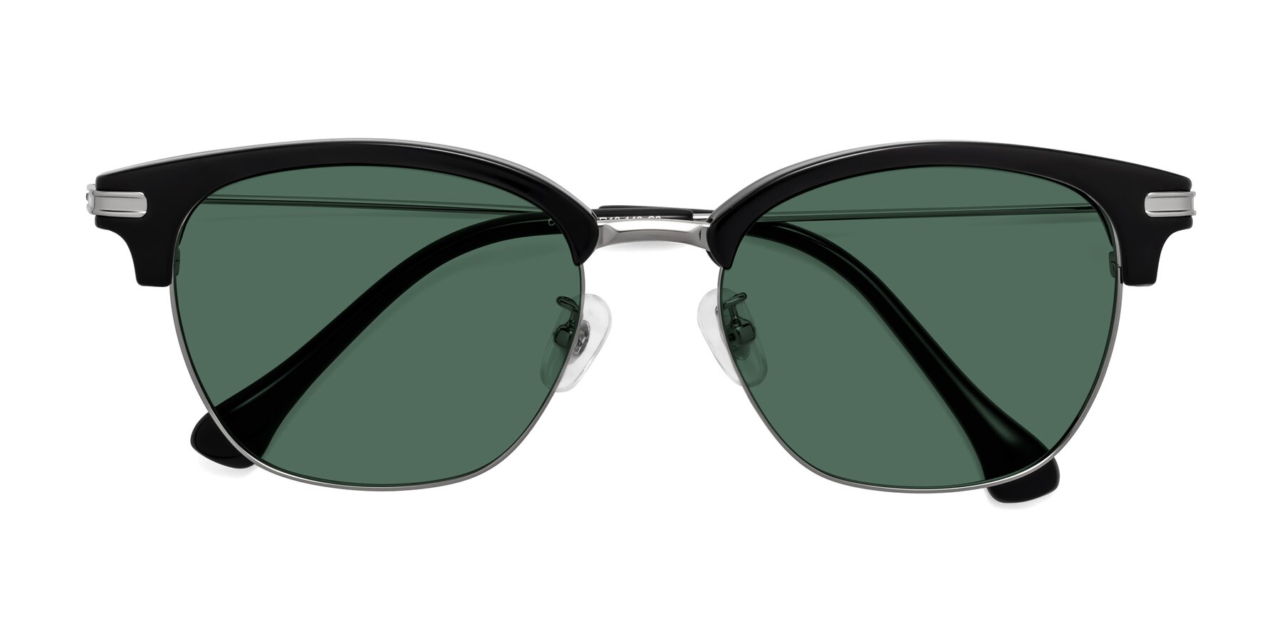 Folded Front of Obrien in Black-Sliver with Green Polarized Lenses