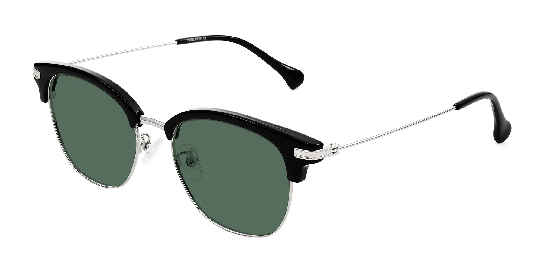 Angle of Obrien in Black/Sliver with Green Polarized Lenses