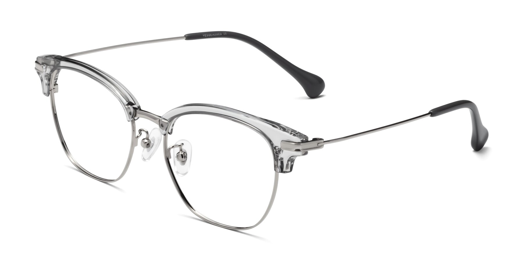 Angle of Obrien in Clear Gray-Silver with Clear Eyeglass Lenses