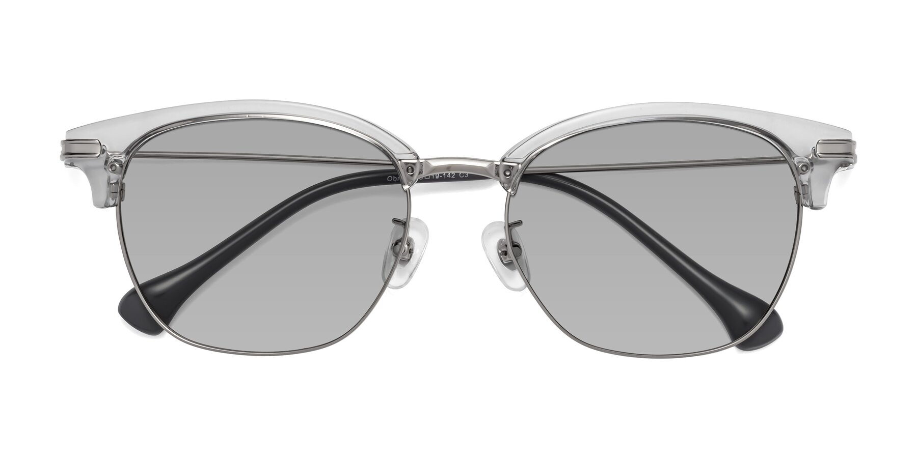 Folded Front of Obrien in Clear Gray-Silver with Light Gray Tinted Lenses