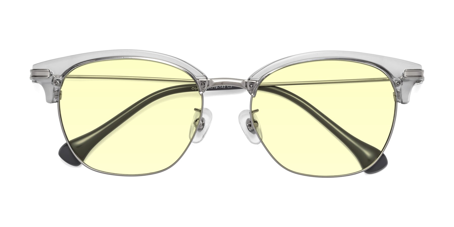 Folded Front of Obrien in Clear Gray-Silver with Light Yellow Tinted Lenses