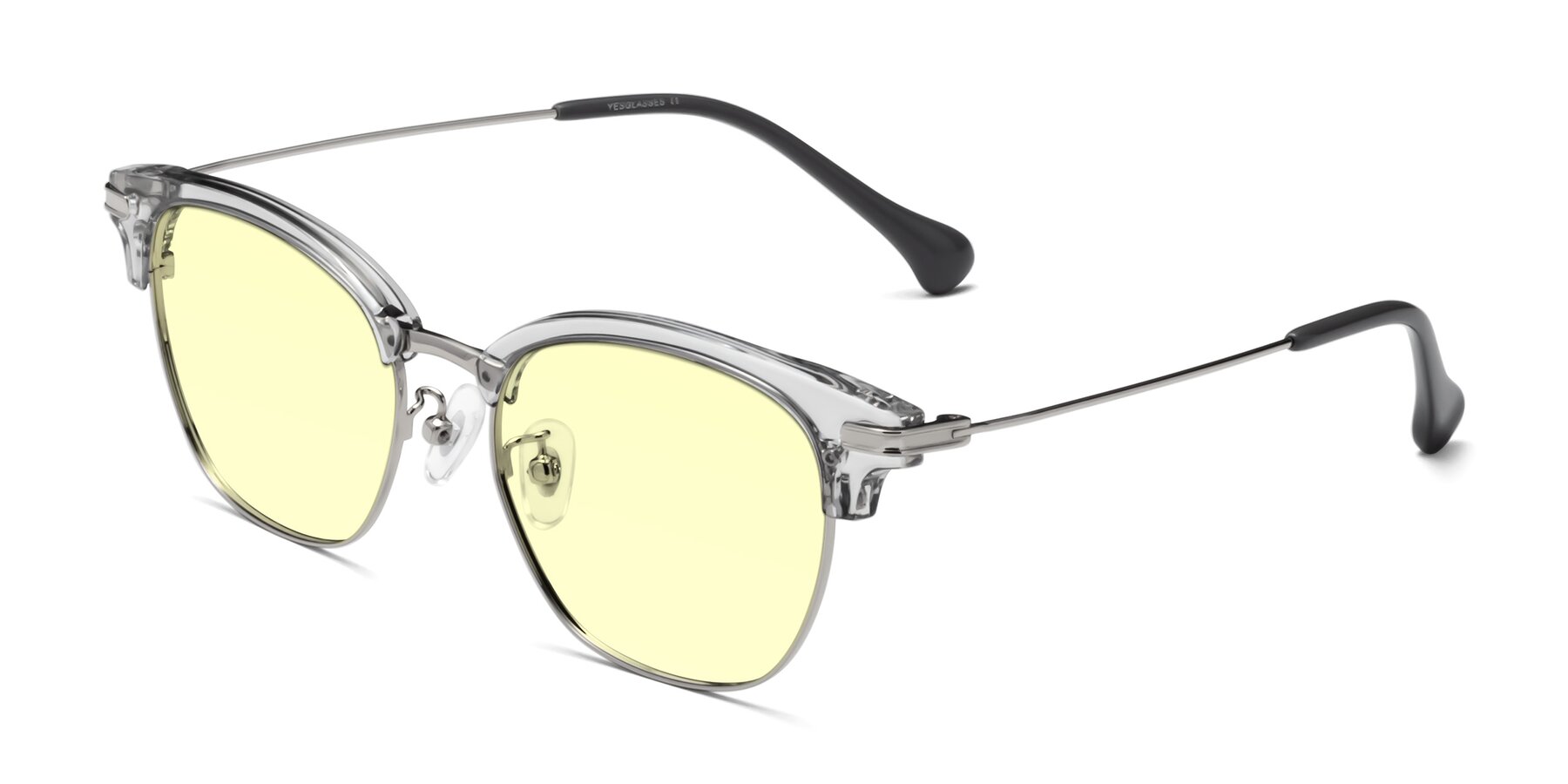 Angle of Obrien in Clear Gray-Silver with Light Yellow Tinted Lenses