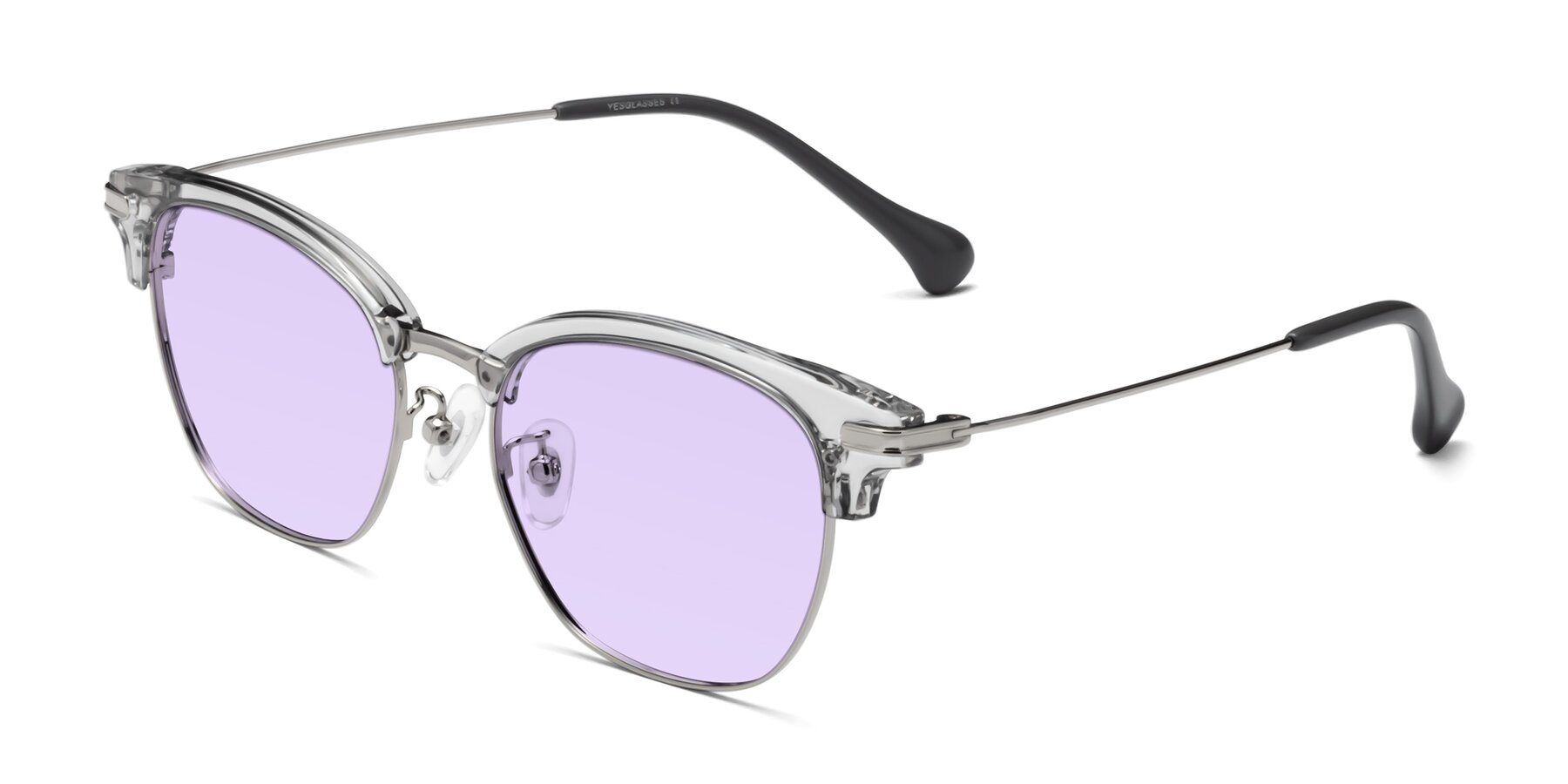 Angle of Obrien in Clear Gray-Silver with Light Purple Tinted Lenses