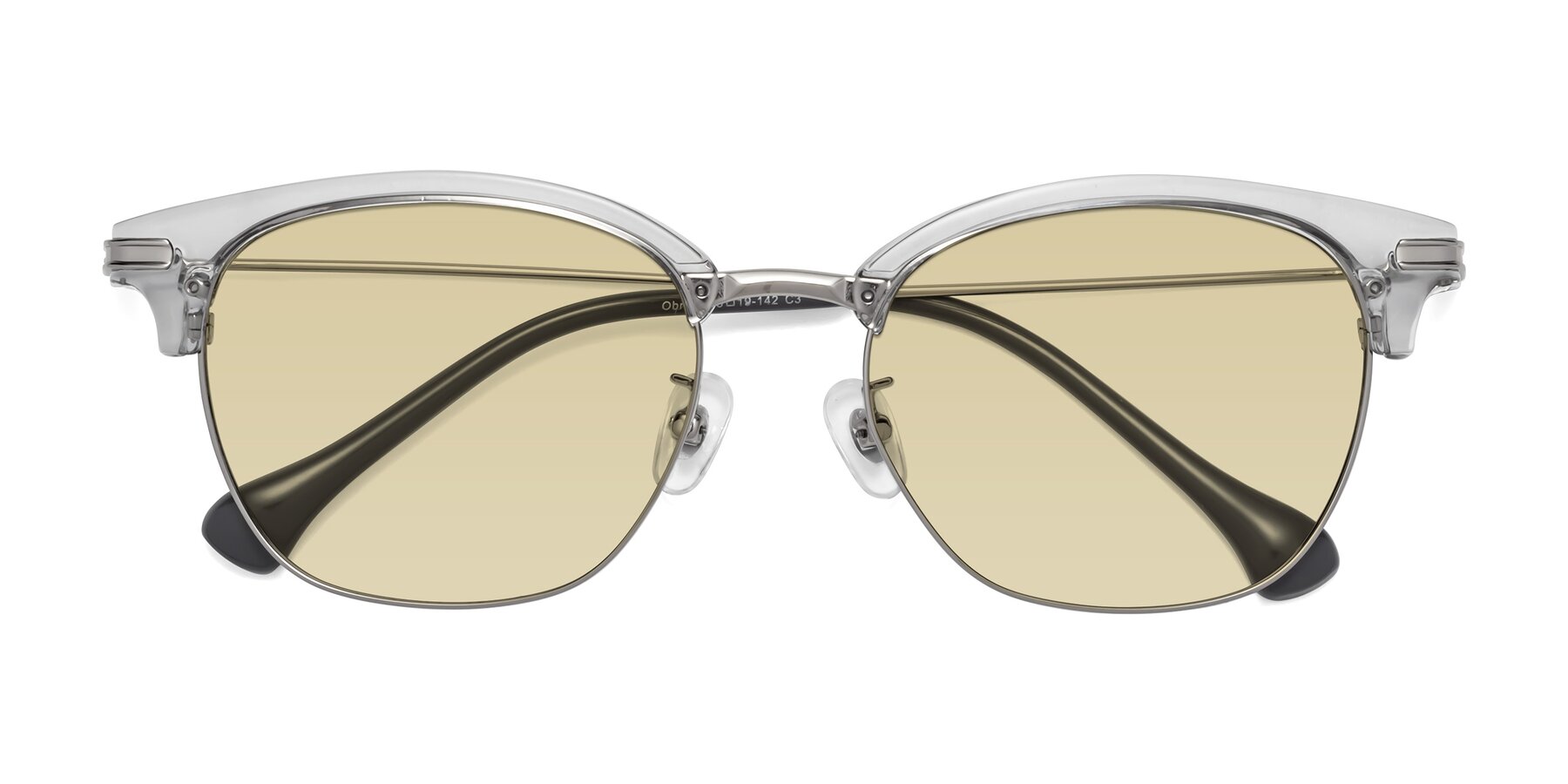 Folded Front of Obrien in Clear Gray-Silver with Light Champagne Tinted Lenses